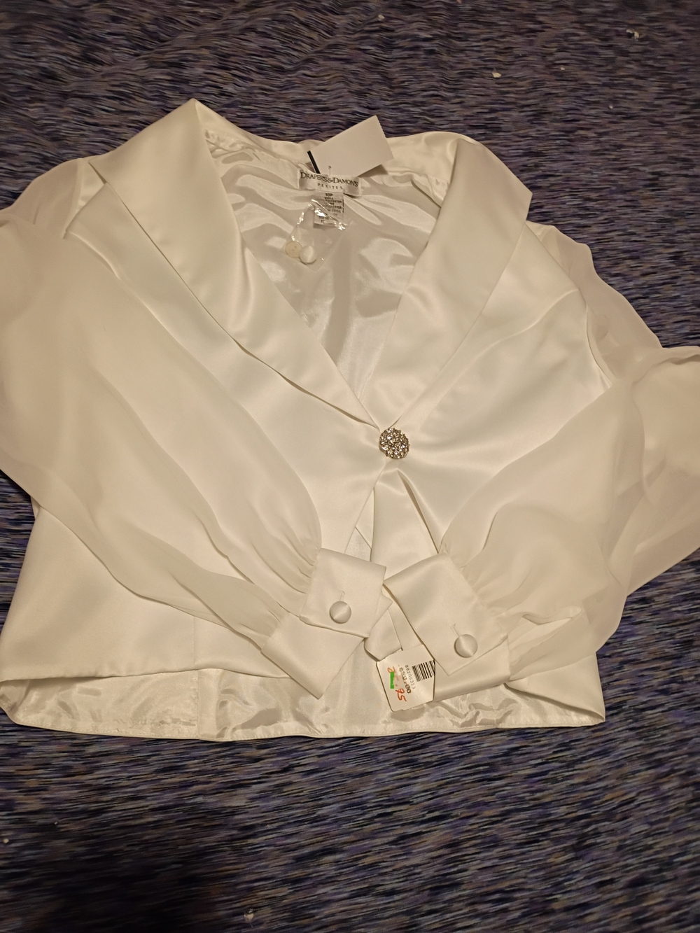 White Satin V-Neck Jacket